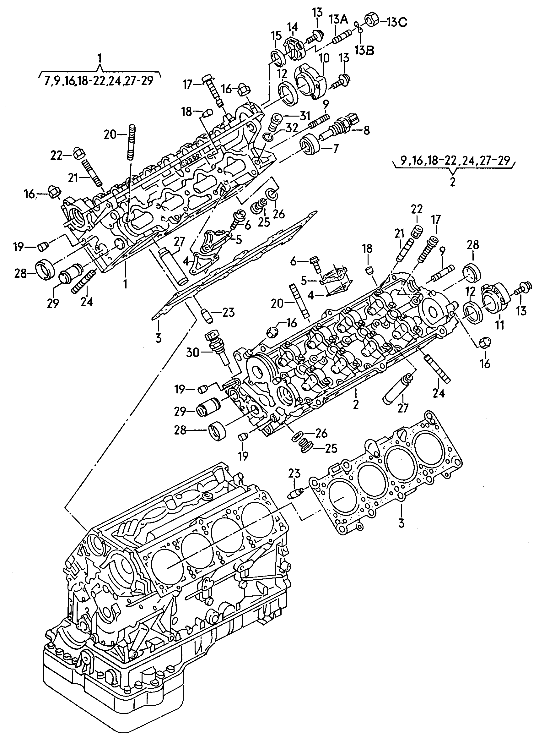 AUDI 051 103 419 - Cylinder head: 32 pcs. autospares.lv