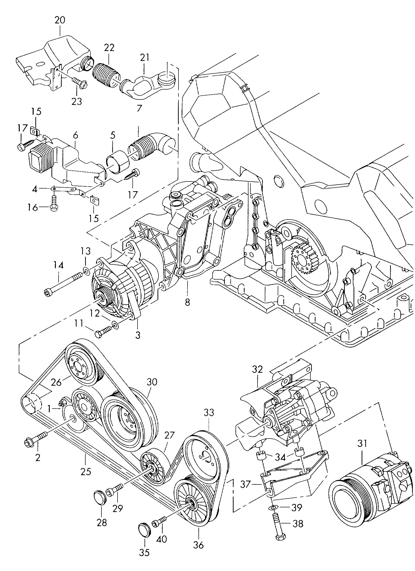 VAG 057903137C - Connecting and mounting parts for alternator: 1 pcs. autospares.lv