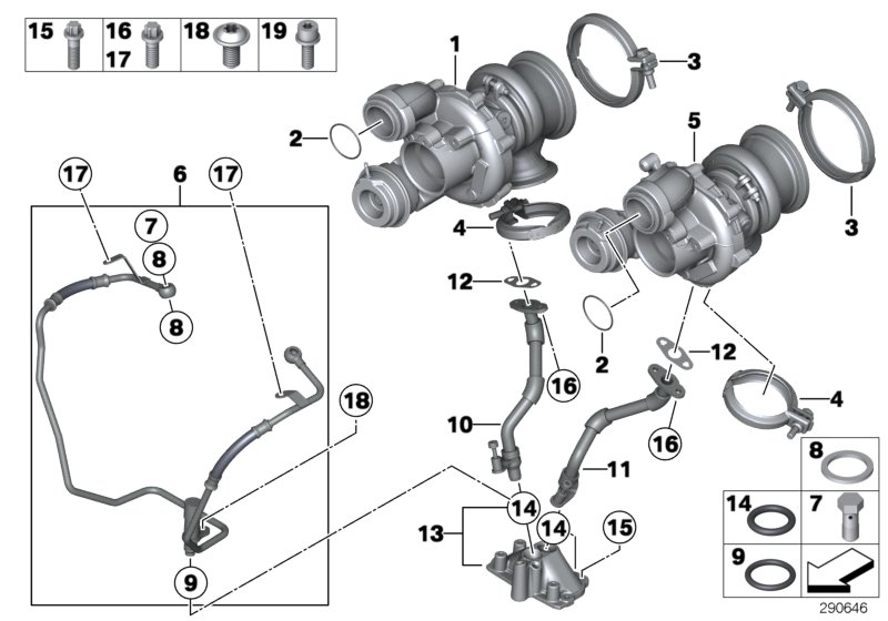 BMW 11657646093 - Turbo charger with lubrication: 1  pcs. autospares.lv