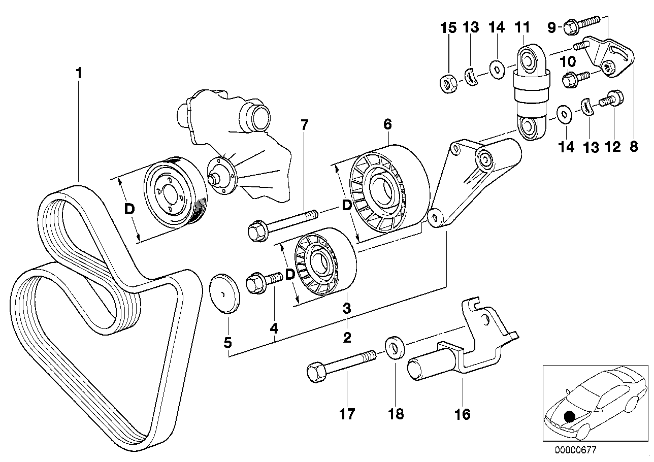 BMW 11287636363 - Belt drive water pump/alternator: 1  pcs. autospares.lv