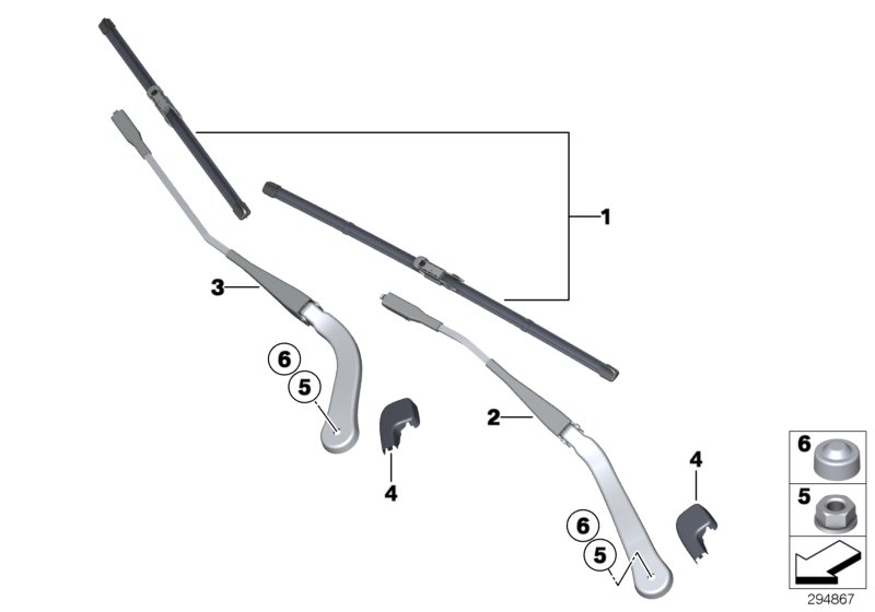 BMW 61 61 0 415 881 - Single components for wiper arm: 1 Kit pcs. autospares.lv