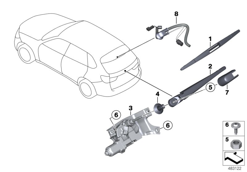 BMW 61627294430 - Single parts for rear window wiper: 1  pcs. autospares.lv