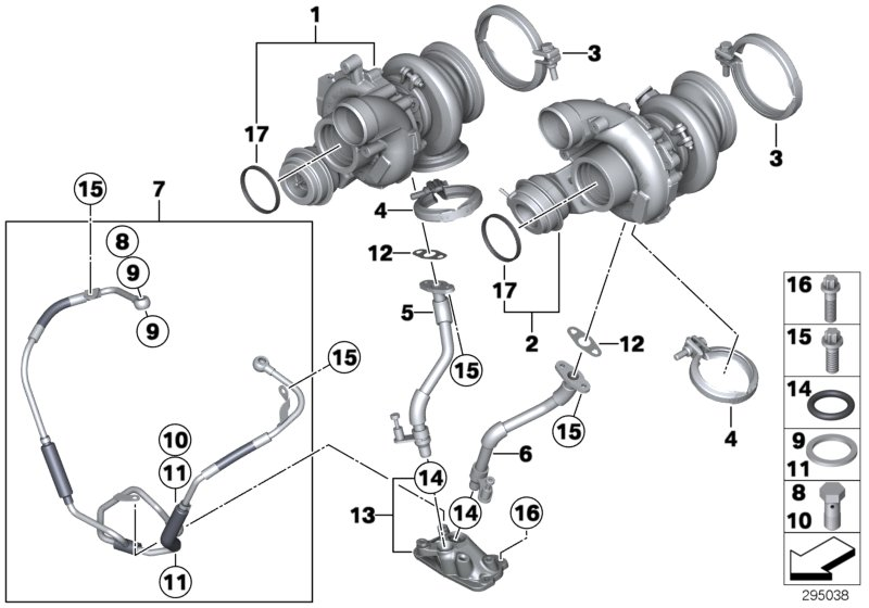 BMW 11657849045 - Turbo charger with lubrication: 1  pcs. autospares.lv