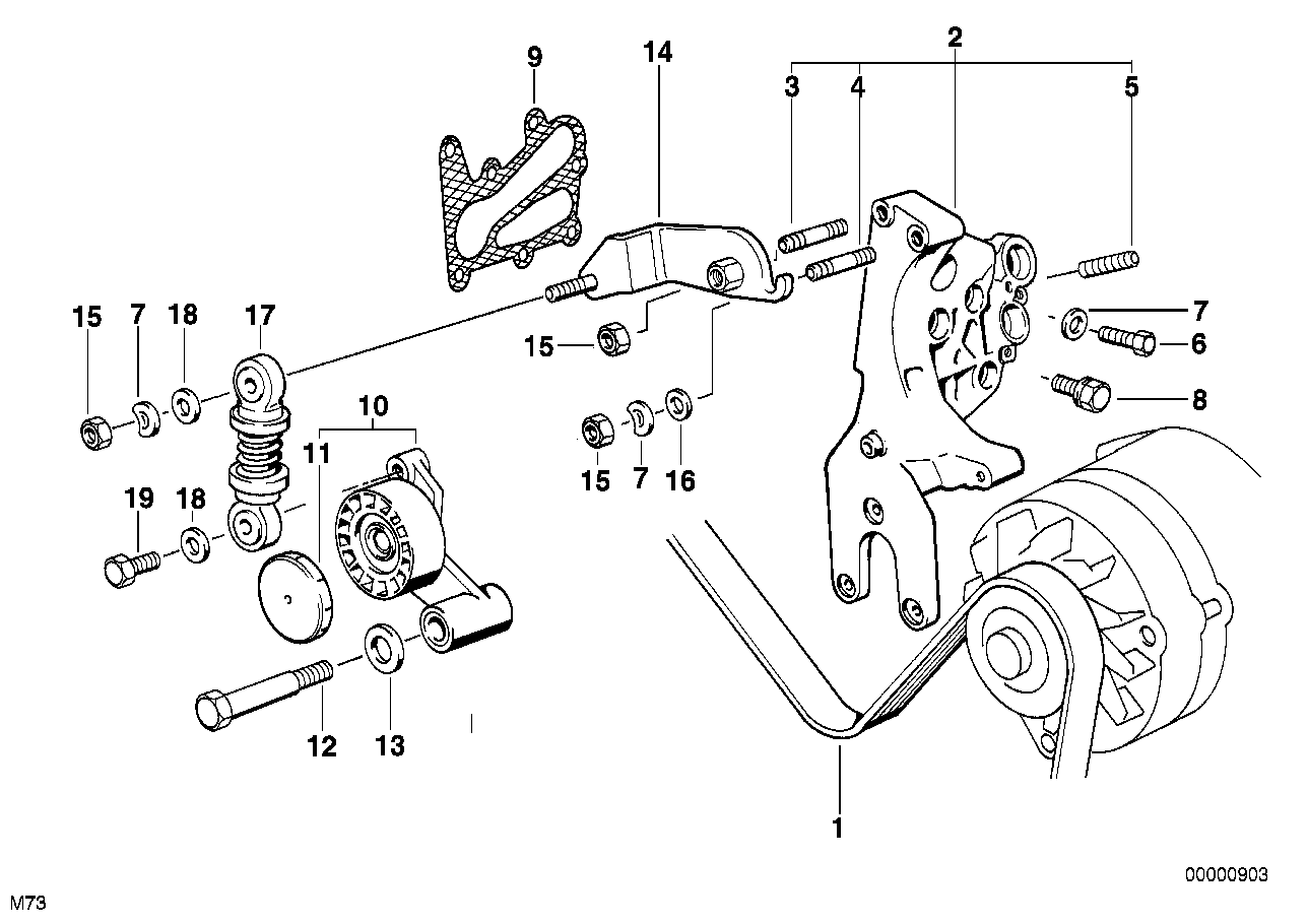 RENAULT 11281704719 - Belt drive for alternator/vane pump: 1  pcs. autospares.lv