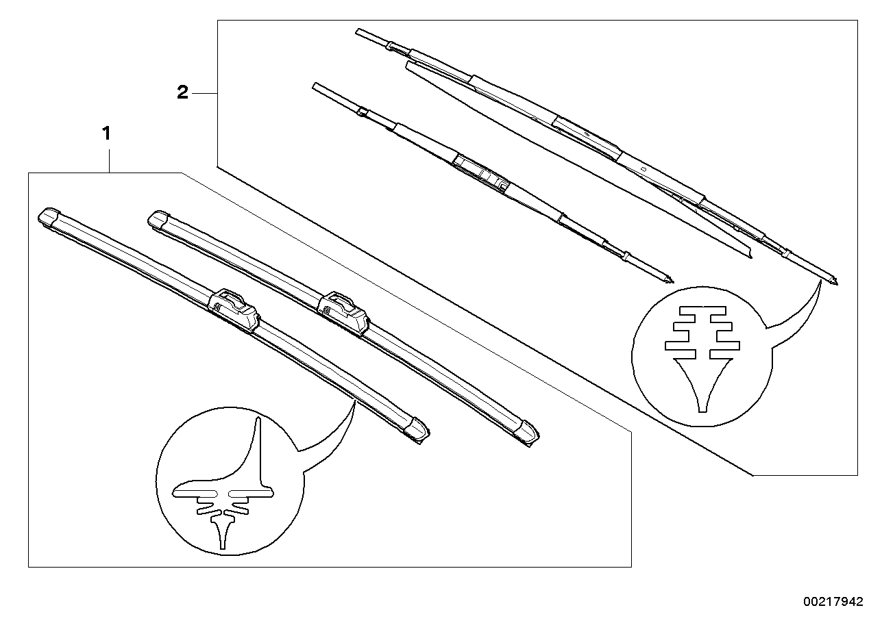 BMW 61 61 0 037 009 - Set, wiper blades, flat / artic. blade: 1 Kit pcs. autospares.lv