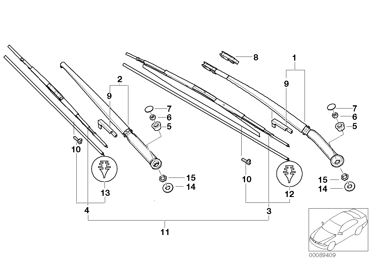 BMW 61 61 7 004 901 - Wiper arm/wiper blade: 1  pcs. autospares.lv