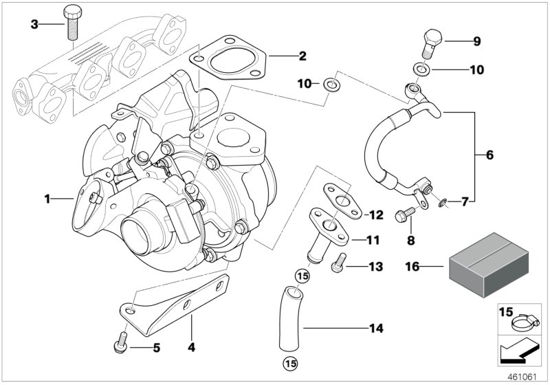 BMW 11652362145 - Turbo charger with lubrication: 1 Kit pcs. autospares.lv