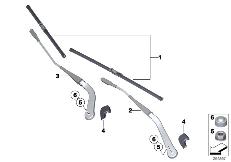 BMW 61612159627 - Single components for wiper arm: 1 Kit pcs. autospares.lv