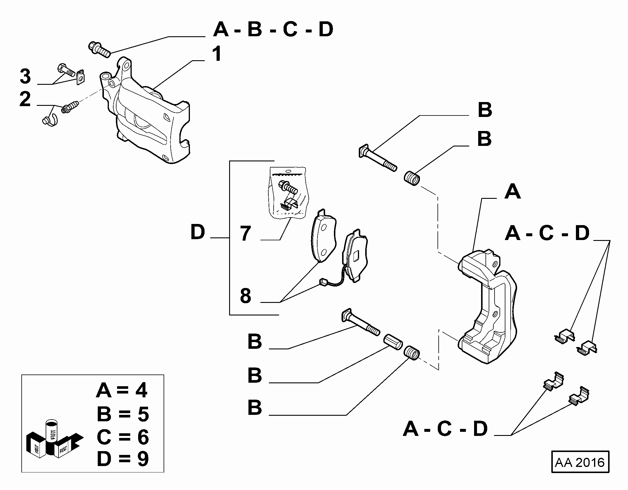 FIAT 77365468 - 71754247 - front caliper lh (var.: 1/rev.: 0), (pnc:2; №1): 01 pcs. autospares.lv