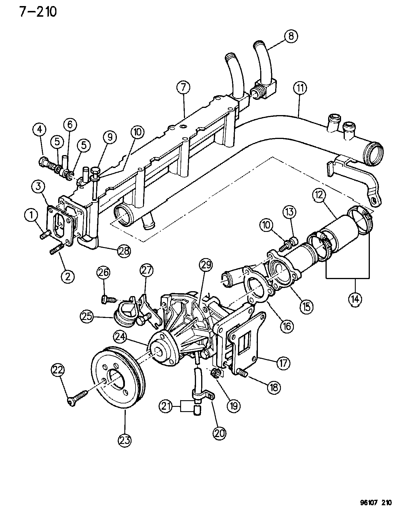 Jeep 486 4688 - Water pump and related parts, 2.5l diesel engine, gs body: 001 pcs. autospares.lv