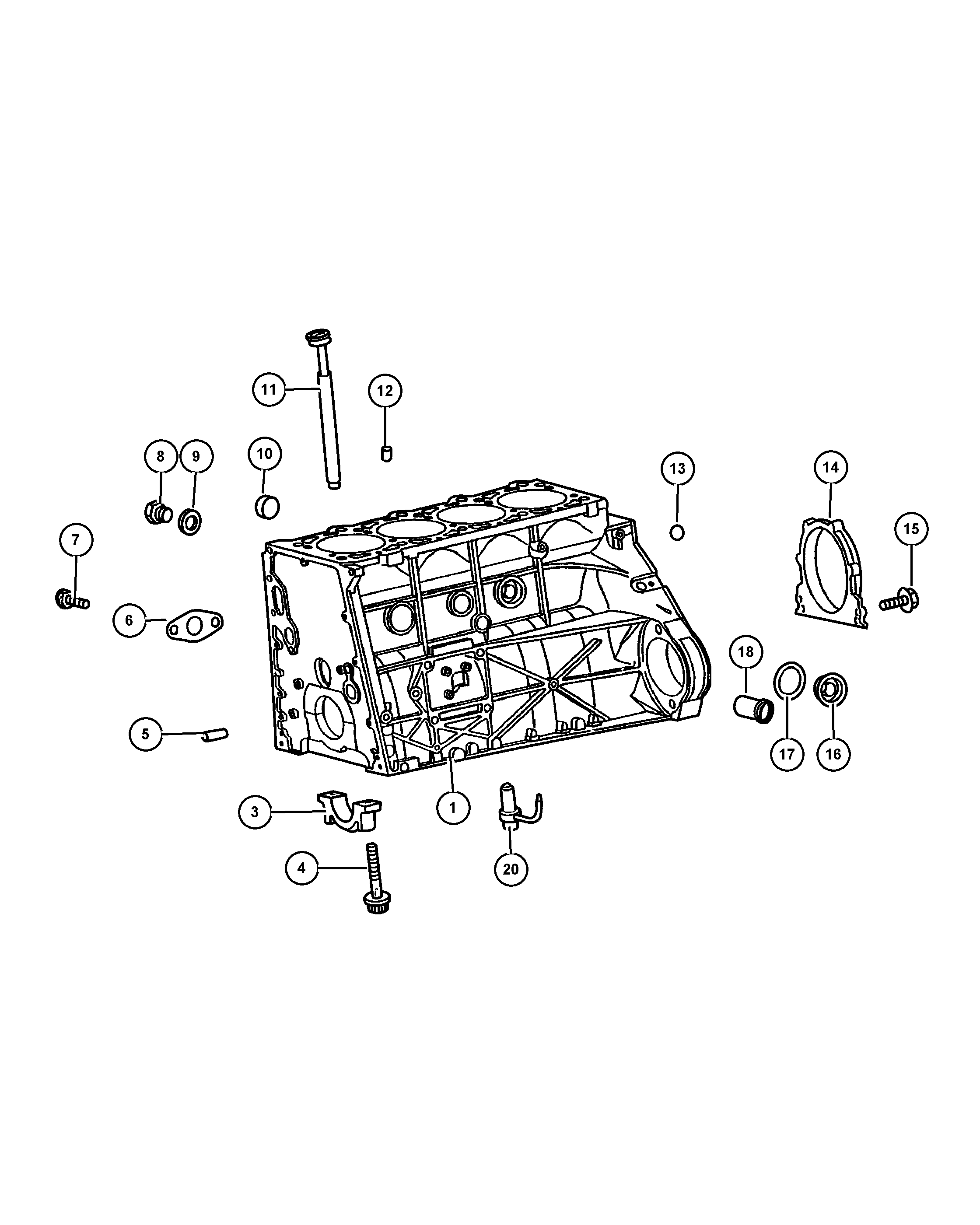 Jeep 5073 887AB - Cylinder block and related parts: 1 pcs. autospares.lv