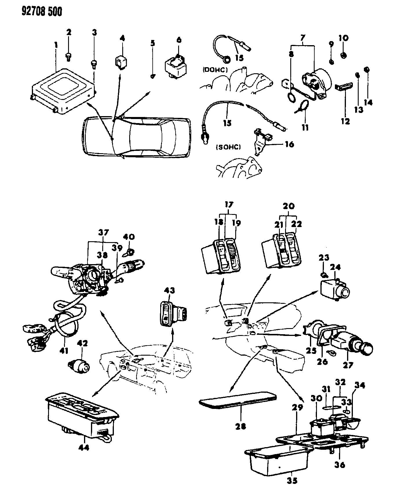 Chrysler MD13 6491 - Switches & electrical controls, h 41 (2000 gtx): 001 pcs. autospares.lv