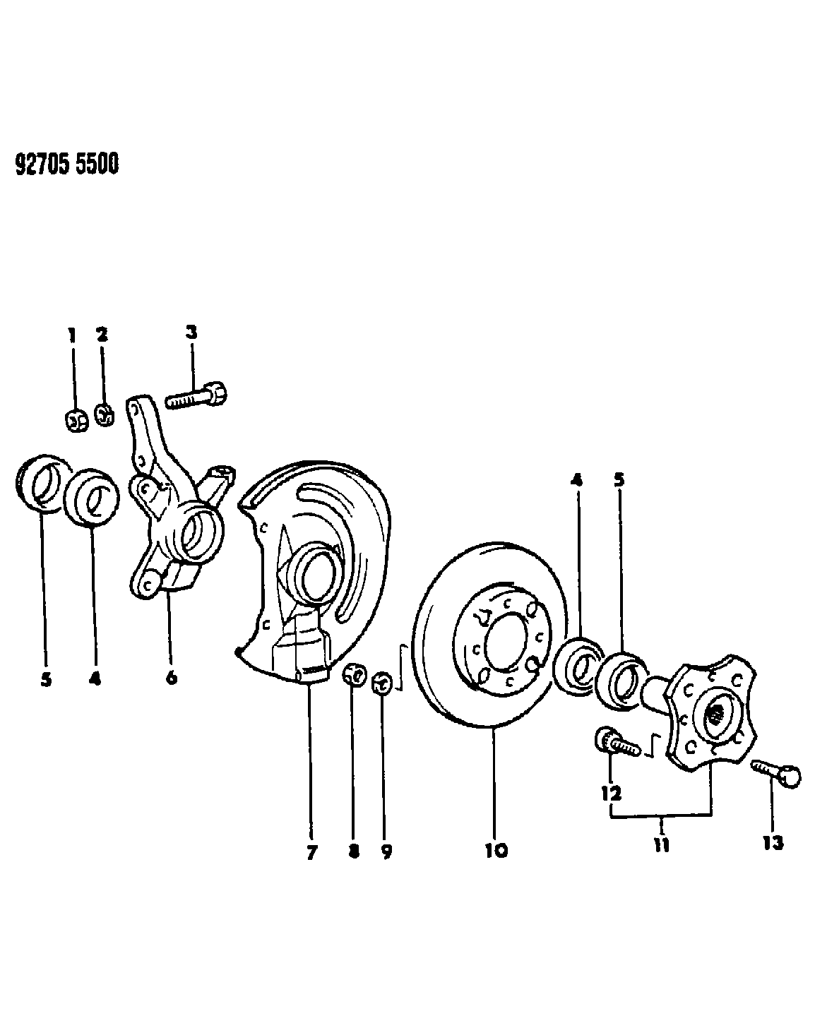 Mitsubishi MB61 8737 - Brake, disc and bearings, front, la 24,41-colt: 002 pcs. autospares.lv