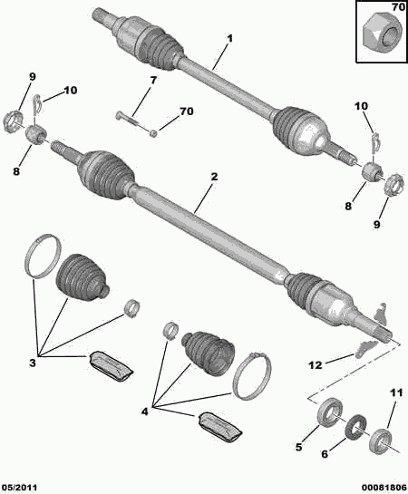 DS 3287 F3 - Driveshaft: 02 pcs. autospares.lv