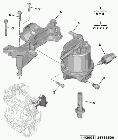 CITROËN/PEUGEOT 1901 85 - Strainer filter priming pump: 01 pcs. autospares.lv