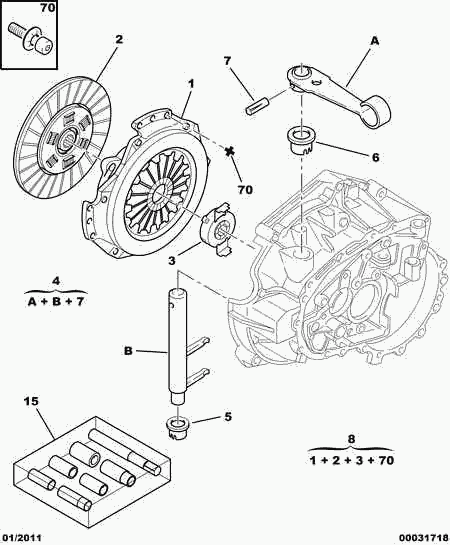 CITROËN/PEUGEOT 2050 W8 - Clutch wtht ret mech plate bearing buffe: 01 pcs. autospares.lv