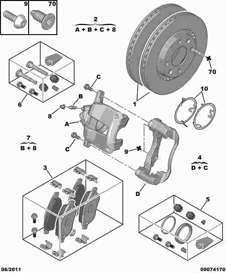 PEUGEOT E169142 - Front brakes disc caliper friction pad: 01 pcs. autospares.lv