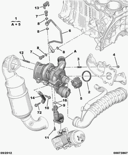 PEUGEOT 0375N7* - Turbo charger oil return hose: 01 pcs. autospares.lv