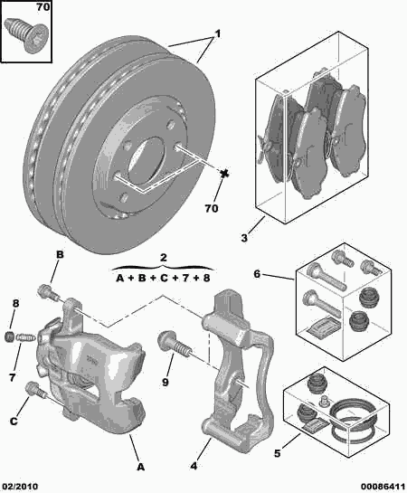 PEUGEOT 4401 K6 - Front brakes disc caliper friction pad: 01 pcs. autospares.lv