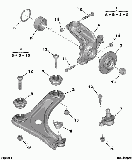 PEUGEOT 3520 T8 - Front pivots and hubs-hub bearing: 01 pcs. autospares.lv