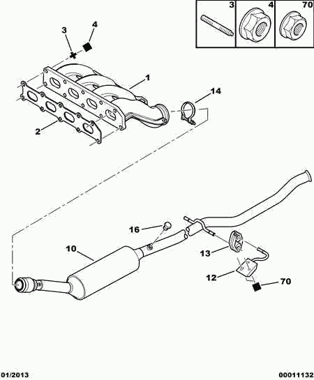 PEUGEOT 1705 HY - Repair Pipe, catalytic converter autospares.lv