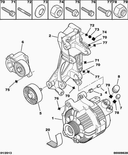 PEUGEOT (DF-PSA) 5750 YA - Alternator and fixings: 01 pcs. autospares.lv