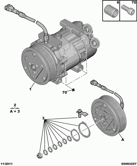 CITROËN 6453.CL - Air conditioned compressor detail: 01 pcs. autospares.lv