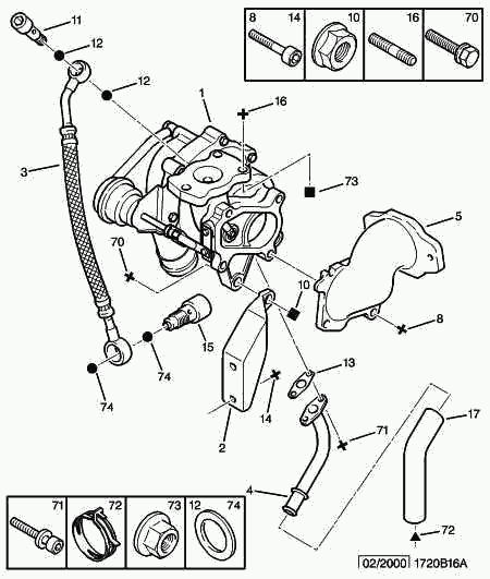 PEUGEOT 1164 38 - Turbo charger oil return hose: 01 pcs. autospares.lv