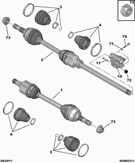 PEUGEOT 16 085 054 80 - Driveshaft: 01 pcs. autospares.lv