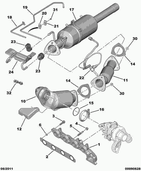 PEUGEOT 1755.S4 - Front catalytic exhaust manifold: 02 pcs. autospares.lv