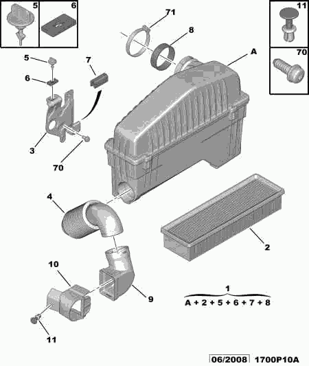 CITROËN 1444 CZ - Air filter air hose air resonator: 01 pcs. autospares.lv