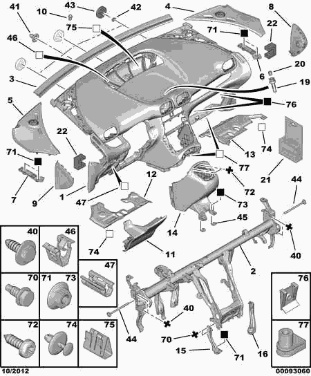 PEUGEOT (DF-PSA) 6991 R5 - Fascia panel - sound proofing: 02 pcs. autospares.lv