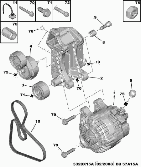 CITROËN 5750 RH - Alternator and fixings: 01 pcs. autospares.lv