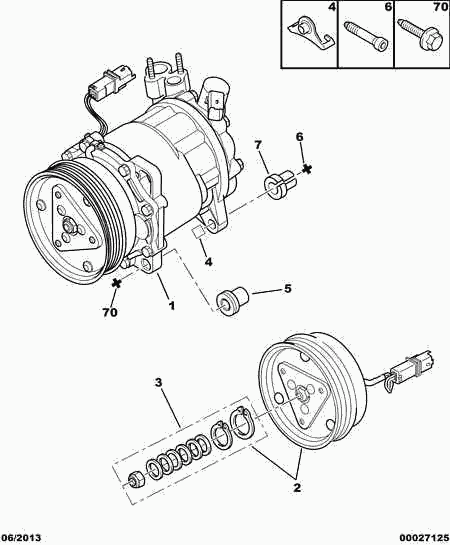 CITROËN/PEUGEOT 6453 RS - Air conditioned compressor detail: 01 pcs. autospares.lv