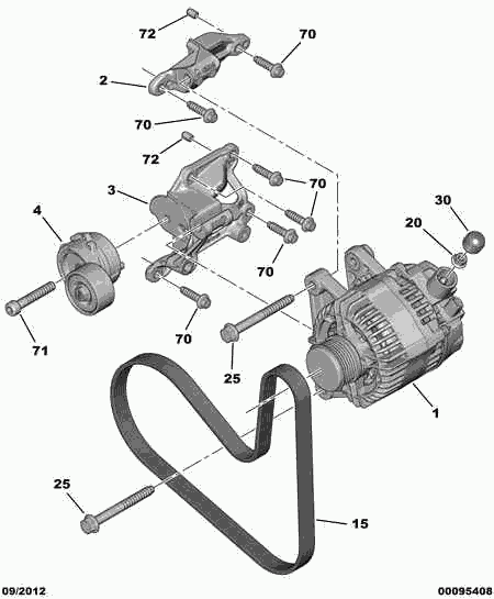 CITROËN 96 882 373 80 - Alternator and fixings: 01 pcs. autospares.lv