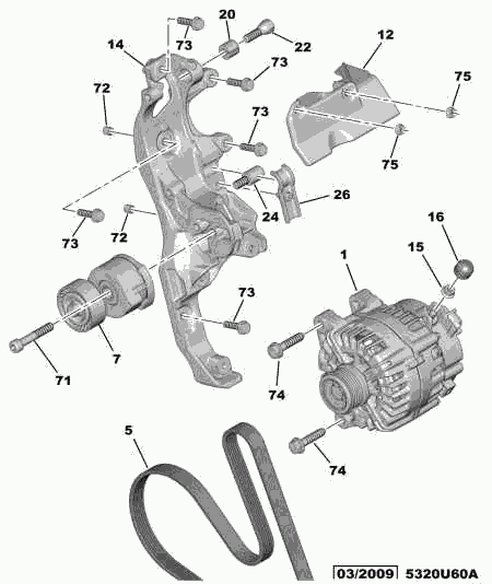 CITROËN 5705 KR - Alternator and fixings: 01 pcs. autospares.lv