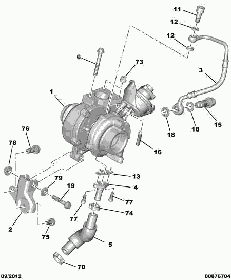 PEUGEOT 0375 P4 - Turbo charger oil return hose: 01 pcs. autospares.lv