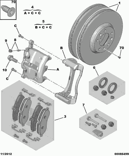 PEUGEOT 4253.64 - Front brakes disc caliper friction pad: 01 pcs. autospares.lv