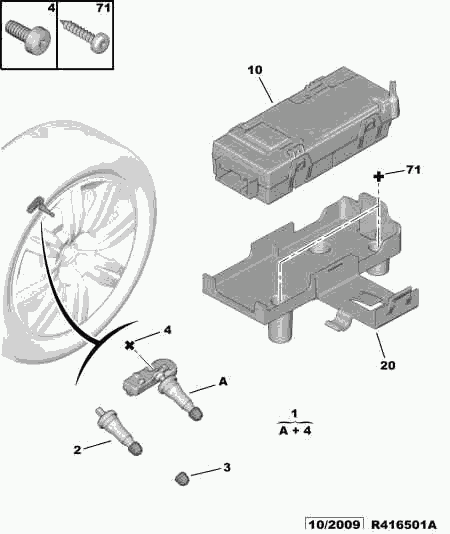 PEUGEOT (DF-PSA) 5430 H1 - Loss tire pressure detector: 04 pcs. autospares.lv