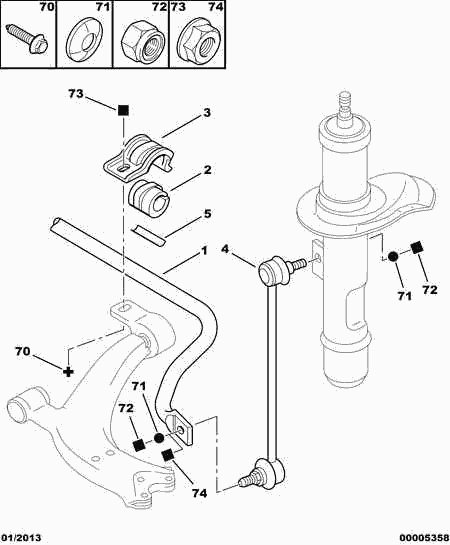 PEUGEOT (DF-PSA) 5087.61 - Rod / Strut, stabiliser autospares.lv