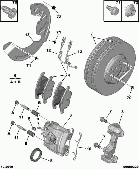 PEUGEOT 16 101 038 80 - Front brakes disc caliper friction pad: 01 pcs. autospares.lv