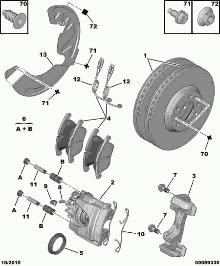 CITROËN/PEUGEOT 16 101 038 80 - Front brakes disc caliper friction pad: 01 pcs. autospares.lv