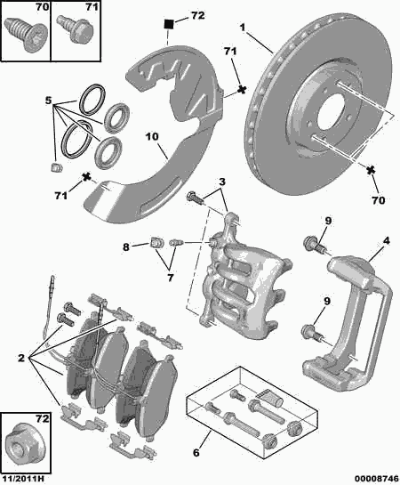 PEUGEOT 4252 94 - Front brakes disc caliper friction pad: 01 pcs. autospares.lv