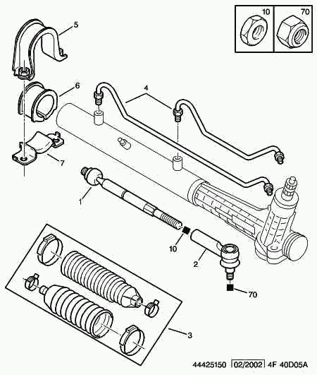 PEUGEOT 4018.A4 - Steering rack components: 02 pcs. autospares.lv