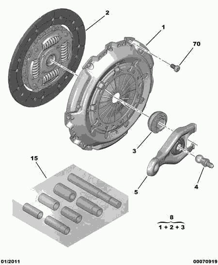 PEUGEOT 2052.66 - Clutch wtht ret mech plate bearing buffe: 01 pcs. autospares.lv