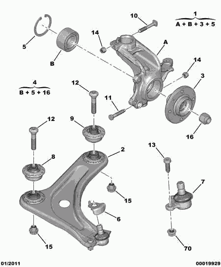 CITROËN/PEUGEOT 3640 62 - Front pivots and hubs-hub bearing: 02 pcs. autospares.lv