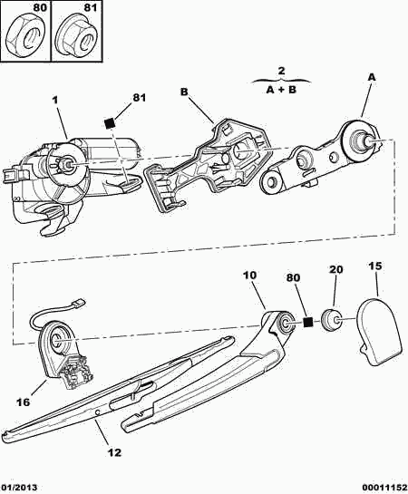 PEUGEOT 6429 EV - Rear window wiper: 01 pcs. autospares.lv