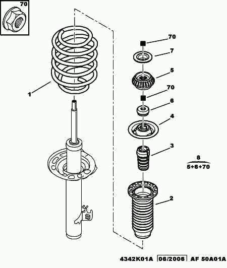 CITROËN 5038 F6 - Front spring front torsion bar: 02 pcs. autospares.lv