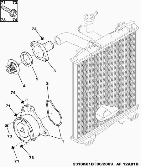 CITROËN 1338 E8 - Water pump gasket water outl tank: 01 pcs. autospares.lv