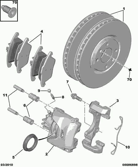 PEUGEOT 4254 77 - Front brakes disc caliper friction pad: 01 pcs. autospares.lv